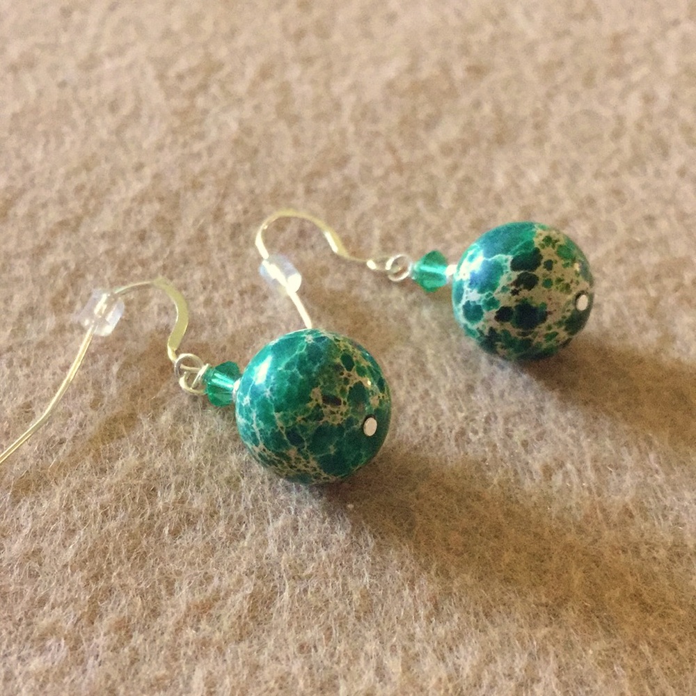 Jasper & Swarovski Crystal Earrings